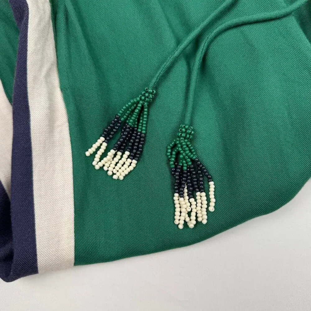 Farm Rio x Anthropologie Green Navy Wide Leg Track Pants Striped Drawstring S - Picture 5 of 16